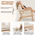 thumbnail image 6 of CQSXDA Single Upholstered Accent Chair  with Curved Wood Armrests  and Lumbar Cushion  for Living Room or Bedroom, Beige, 6 of 15