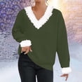 thumbnail image 2 of YYDGH Waffle Knit Christmas Sweaters for Women Faux Fur Trim Pullover Holiday Hoodie Hooded Oversized Sweatshirt Tunic Tops, 2 of 6
