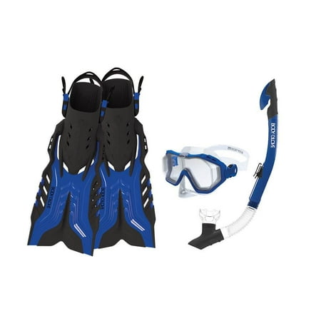 Body Glove Predator Purge Size Large Aquatic Mask Snorkel and Fins Set, Blue