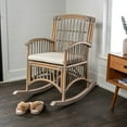 thumbnail image 2 of Swayze Bohemian Farmhouse Woven Rattan/Wood Rocking Chair, White Cushion with Gray/White Wash Frame, 2 of 8