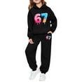 thumbnail image 6 of Kids Outfits Set 6 7 Six Seven Letter Outfits Set Comfortable Boys Graphic Print Hoodie And Jogger Outfit Two Piece Playwear For Toddler And Youth Kids White 150(11-12 Years), 6 of 8