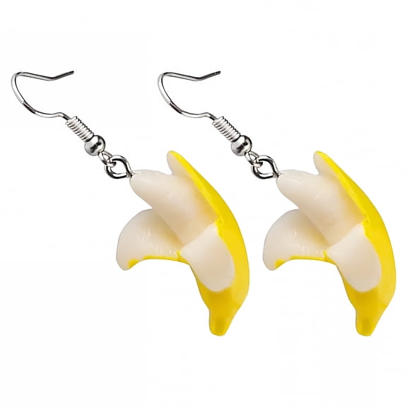 DESIGNICE Yellow Banana Fruit Earrings, Funny Novelty Resin Dangle Jewelry for Summer, Beach, Parties, and Casual Wear
