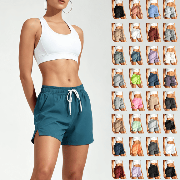 Women's Nylon Spandex Cargo Shorts, Elastic Waist Casual Shorts with Pockets, Multi-Pockets Athletic Shorts, Summer Hiking Jogging Workout Shorts, Capri Pants | VerBelle,Army Green L