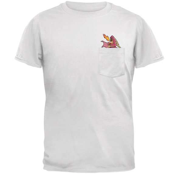 Pink Dragon RAWR Pocket Pet Mens Pocket T Shirt White X-LG
