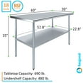 thumbnail image 3 of AmGood 30 in. x 60 in. Stainless Steel Table | Metal Utility Kitchen Prep Work Table | NSF, 3 of 9