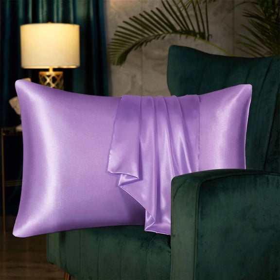 Silk Pillowcase for Hair and Skin, Real Silk Pillow Cases Queen, Not Satin Pillowcase, Zipper Closure (Purple,20x26in）