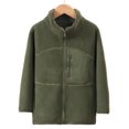 thumbnail image 2 of Penkiiy Girl and Toddlers' Fleece Full-Zip Jacket Thicken Warm Coat Kids Solid Fleece Sweatshirt Winter Outwear 6 Years Army Green, 2 of 4