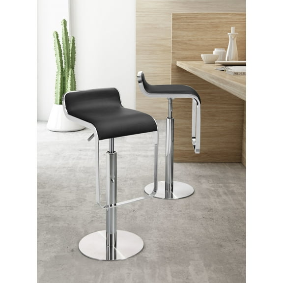 Equino Barstool Black Barstool, Modern Style, Plush and durable faux leather fabric, Plywood, Indoor Bar
