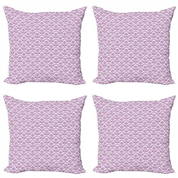 Victorian Throw Pillow Cushion Case Pack Of 4 Floral Lavender Color Bloom Blossoms Flowering Continuous Classy Design Print Modern Accent Double Sided Print 4 Sizes Fuchsia By Ambesonne Walmart Com Walmart Com