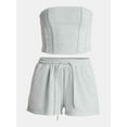 thumbnail image 4 of No Boundaries French Terry Tube Top and Shorts Set, 2-Piece, Women's, 4 of 4