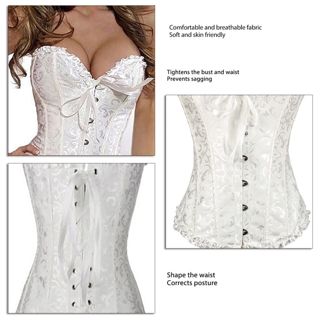 Fajas De Encaje, Mono De Encaje Sin Mangas, Moldeador Ajustable, Control De Barriga Para Juego De Roles ANGGREK Blanco XXL