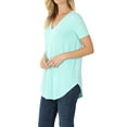 thumbnail image 1 of Women & Plus Short Sleeve V Neck Round Hem Relaxed Fit Casual Tee Shirt Top, 1 of 5