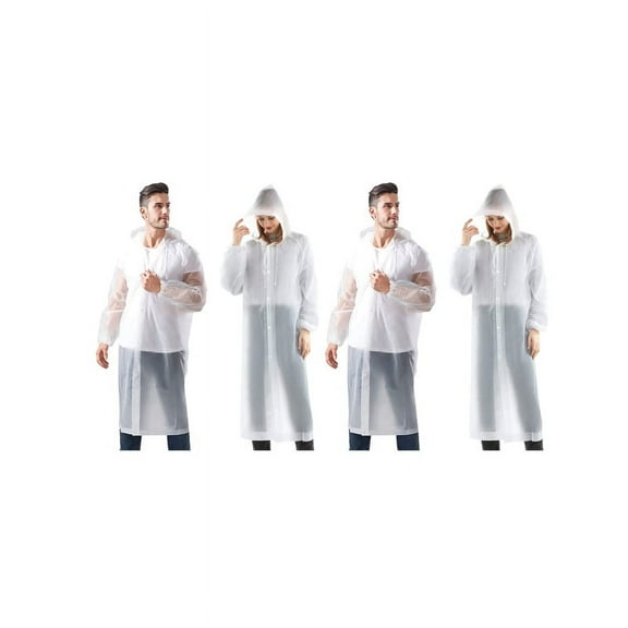 Raincoat 4 Pack Rain Ponchos for Men Women Adults Reusable Portable Rain Coat Waterproof with Elastic Sleeves,4 * Raincoat,White