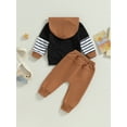 thumbnail image 3 of Infant Baby Boy Fall Clothes Toddler Sweatshirt Color Block Long Sleeve Hooded Sweatshirts Pants Set Winter Outfit, 3 of 7