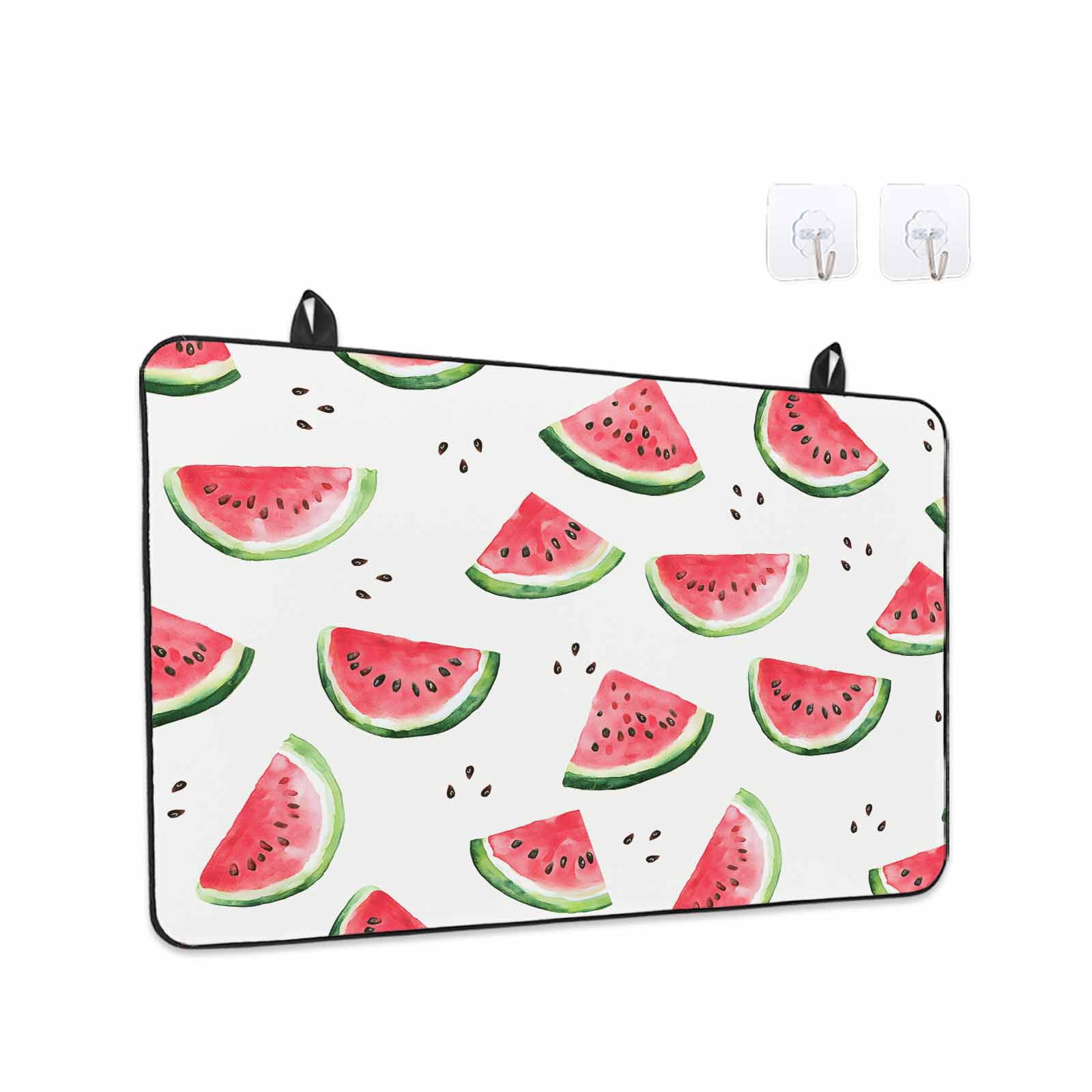 Summer Watermelon Stove Top Cover for Electric Stove, Heat-proof & Non Slip Glass Top Stove Cover Protector, Modern Tropical Fruit Watercolor Kitchen Flat Cooktop Rubber Mat 24x21 Inches