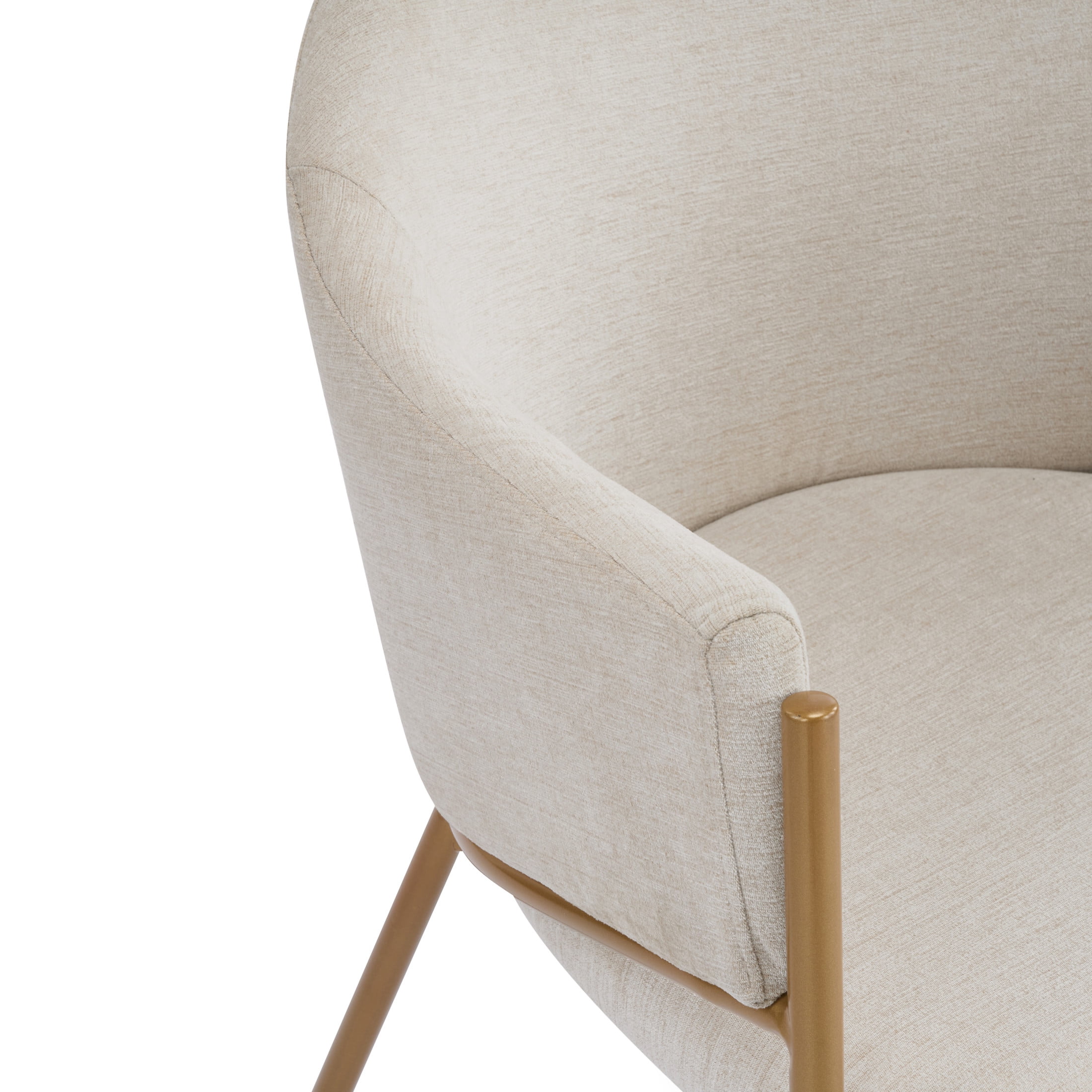 Aralyn Modern Upholstered Chenille Dining Chairs, Iron, Light Camel + Gold, Set of 2