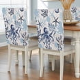 thumbnail image 2 of Summer Marine Life Chair Covers Set of 1 Ocean Watercolor Octopus Starfish Coastal Vintage Chair Back Covers Stretch Removable Washable Slipcovers Protector for Dining Room Kitchen Party Decor, 2 of 9