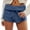 Blue, variant on Womens Shorts Fold Over Wide Waistband Rollover Yoga Low Rise Booty Baggy Dressy Casual Womens Jorts S-XL