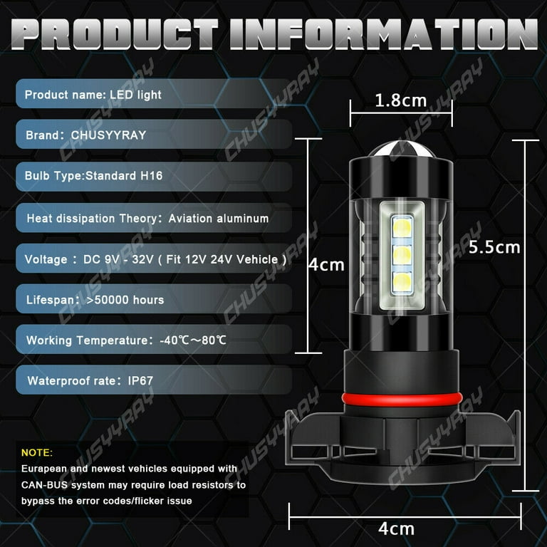 2013 charger fog light bulb size For 2011-2019 Dodge Charger White 9005 9006 HB3 Fog Lights Replacement  Bulbs 2pc main image 1