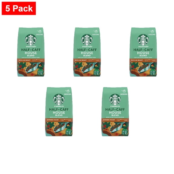 Starbucks Half-Caff House Blend Medium Roast Ground Coffee 12 oz - 5 Pack