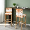 thumbnail image 2 of Burnt Orange Eucalyptus Bar Stool Cover Set of 6, Spring Summer Farmhouse Leaves Watercolor Stretch Bar Chair Cover, Removable Washable Counter Stool Chair Slipcover for Kitchen Dining Room Cafe, 2 of 9