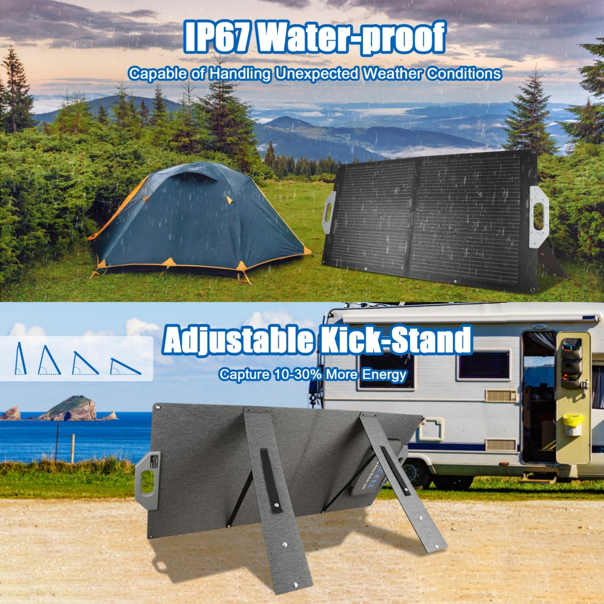 100W Foldable Solar Panel, 18V Solar Charger High Efficiency for Camping