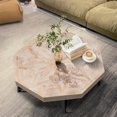 thumbnail image 2 of Octagonal Coffee Table with Patchwork Wood Top and Metal Legs - Antique Farmhouse Style, 2 of 10