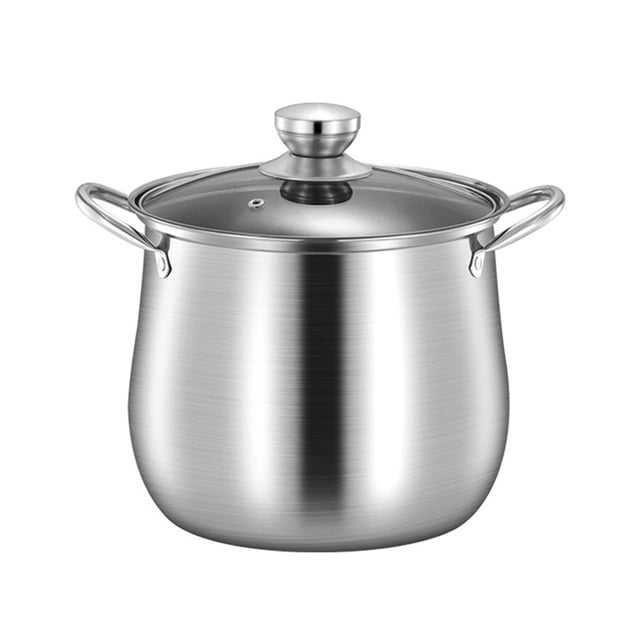 Olla para sopa de acero inoxidable con tapa para cocina, resistente a altas temperaturas
