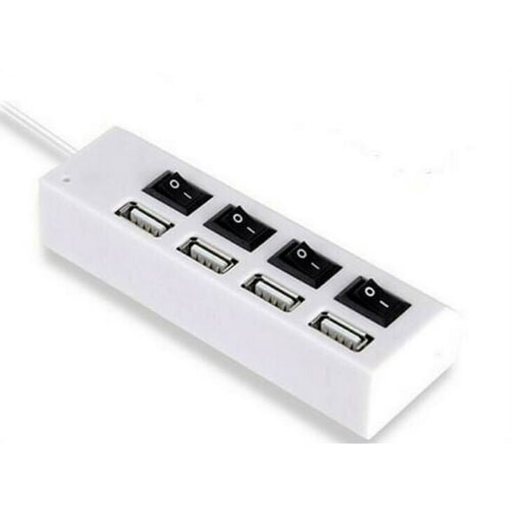 CableVantage 4-Port USB 2.0 Multi Charger Hub High Speed Adapter ON/OFF Switch Laptop/PC