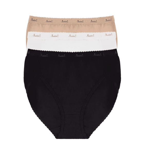 Ilusion Cotton Panty 3Pack French Cut ,High Rise Black, Nude And White -Medium