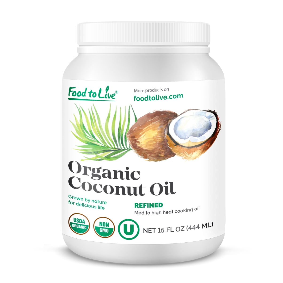 Organic Coconut Oil Refined, 15 fl oz — NonGMO, Kosher, Vegan — by