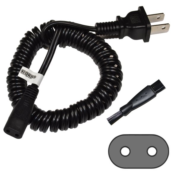 HQRP AC Power Cord for 100 105 150 155 205 209 1008 1012 1013 1501 1505 1507 1508 1509 1512 2000 2001 2005 Shaver Lead Mains Cable + HQRP Cleaning Brush