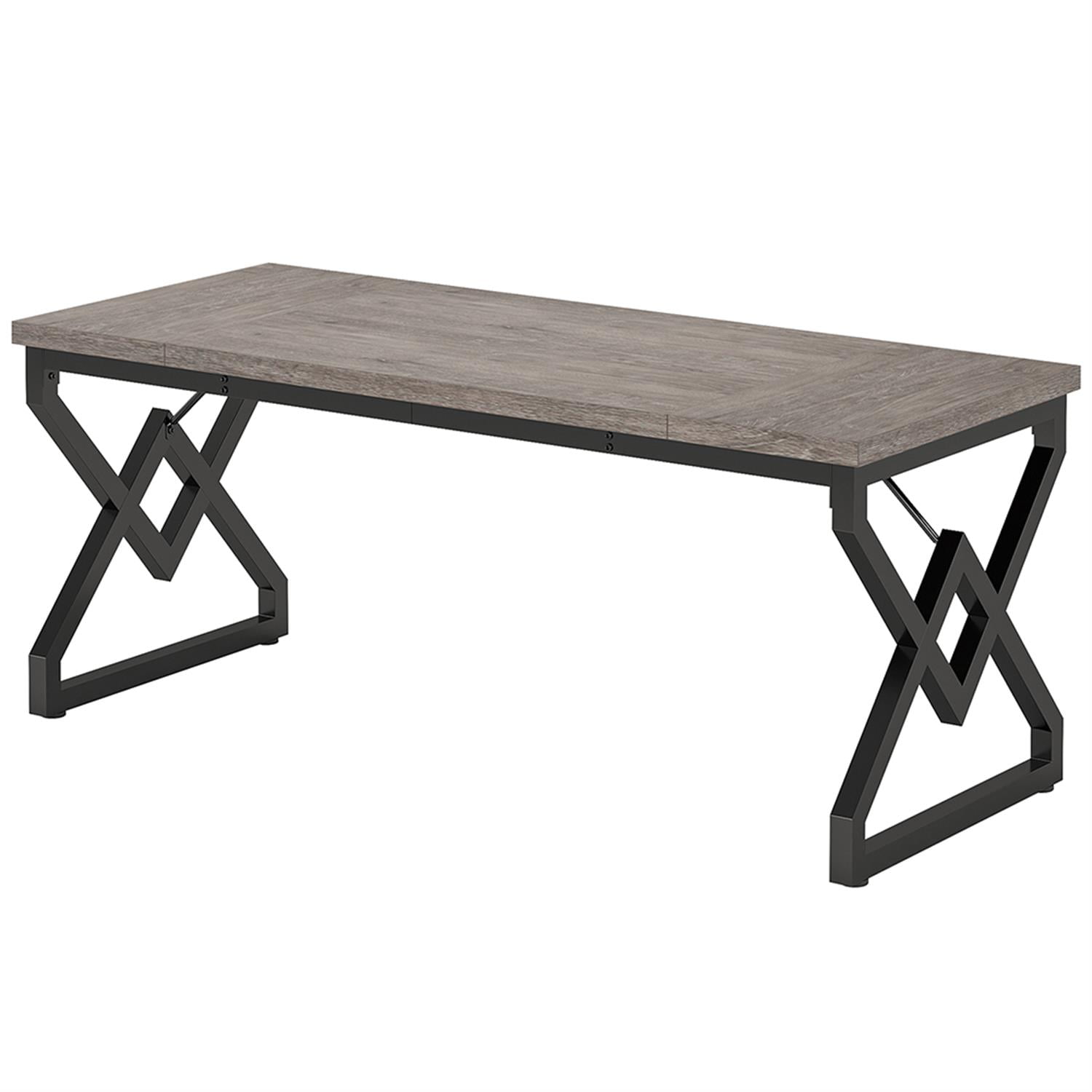 Demi Bonn 63" Modern Large Computer Desk, Executive Desk, Simple Study Work Desk for Home Office, Study, Living Room, Gray