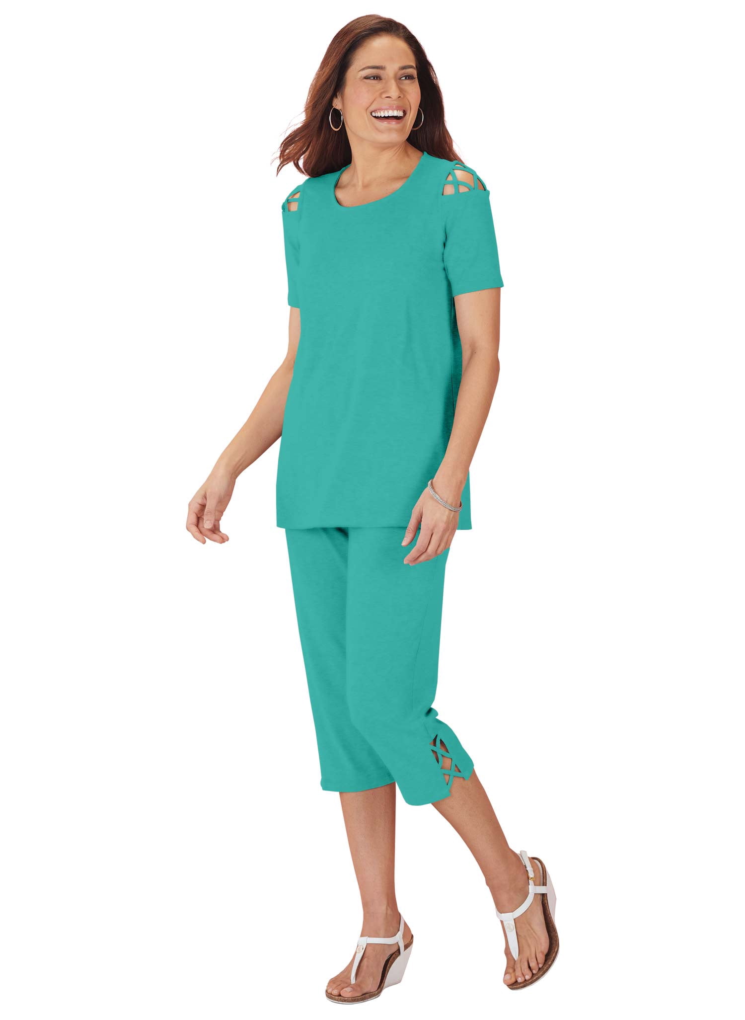 Lattice Trim Capri Set 