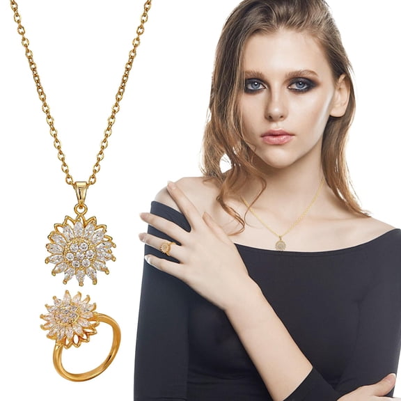 Dademeo Valentines Day Gifts Golden Sunflower Pendant Necklace for Women 100 Languages I Love You Projection Necklace Jewelry for Her Girlfriend Wife Mom Anniversary Birthday Gifts