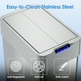 thumbnail image 3 of Arlopu 13.2 Gallon Automatic Trash Can for Kitchen, Stainless Steel Wings Open Lid Sensor Garbage Can with Soft-Close Lid, 3 of 8