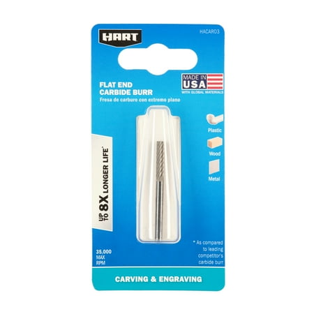 HART Carbide Burr Rotary Tool Carving Bit Accessory with 1/8-inch Shank