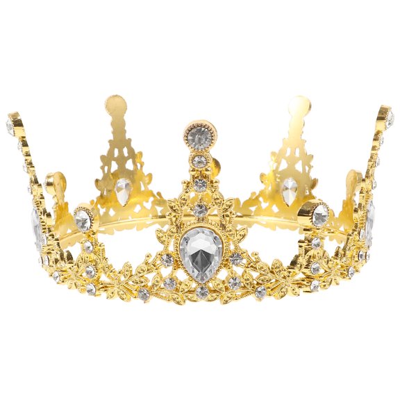 KAJNBN Alloy Rhinestone Crown Cake Topper 1Pcs Golden for Elegant Wedding Decor