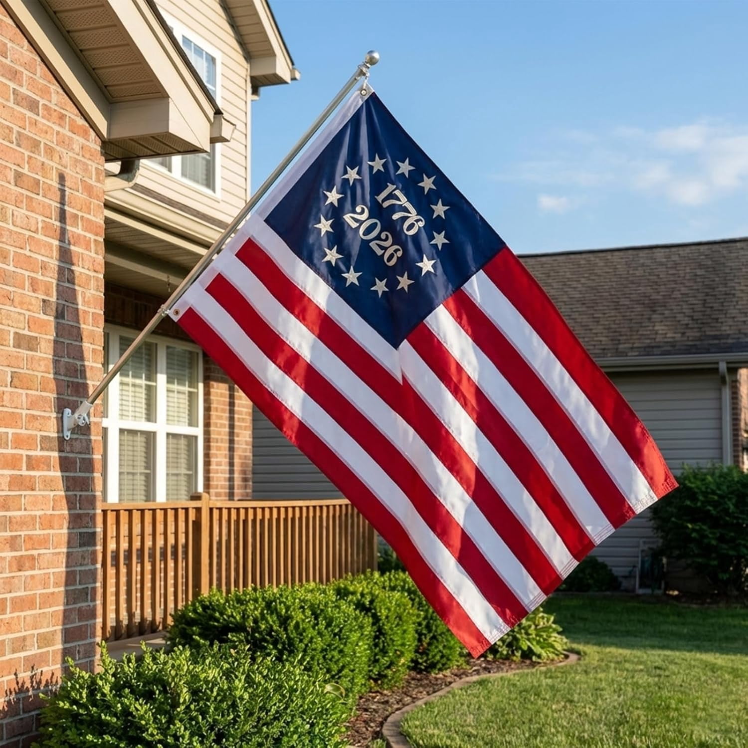 250 Anniversary USA Flag 3x5 FT, 1776-2026 Betsy Ross 13 Stars Colonies American Flags, Bennington USA Fade Resistant Embroidered Stars Banner with Brass Grommets