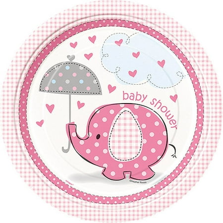 Pink Elephant Baby Shower Paper Dinner Plates, 9in, (Best Baby Shower Desserts)