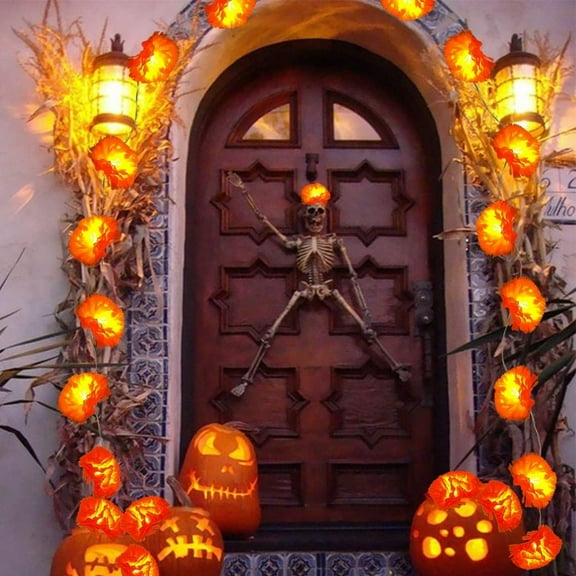YIMWNYI Halloween String Lights, LED Orange Lights, Battery Powered, Fall Decor for Thanksgiving and Halloween Parties, Indoor and Outdoor Decoration, Festive Lighting for Gardens and Porches