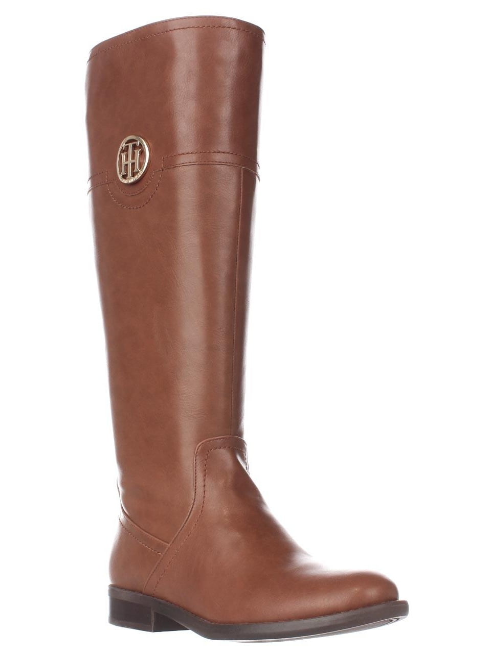 Tommy Hilfiger - Womens Tommy Hilfiger Silvan2 Wide Calf Logo Riding Boots - Light Brown