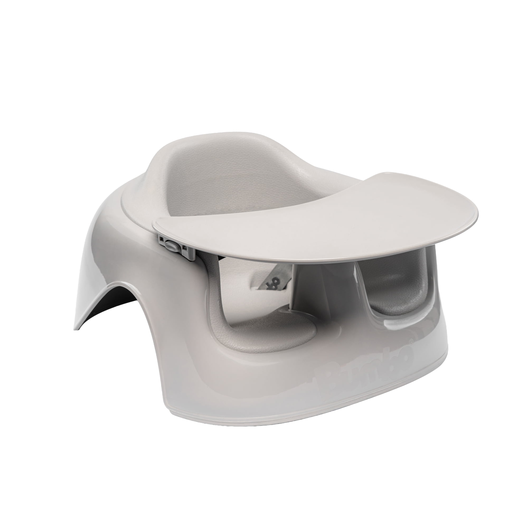 Bumbo Floor Seat Lite & Tray Combo for Infant Feeding and Play, Plastic, Grey