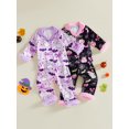 thumbnail image 3 of RUINIXCW Toddler Baby Girl Halloween Silk Stain Pajamas Outfit Kids Fall Winter PJS Set Sleepwear Ghost Printed Long Sleeve Button Down Shirt and Elastic Pants Set Homewear Loungewear, 3 of 9