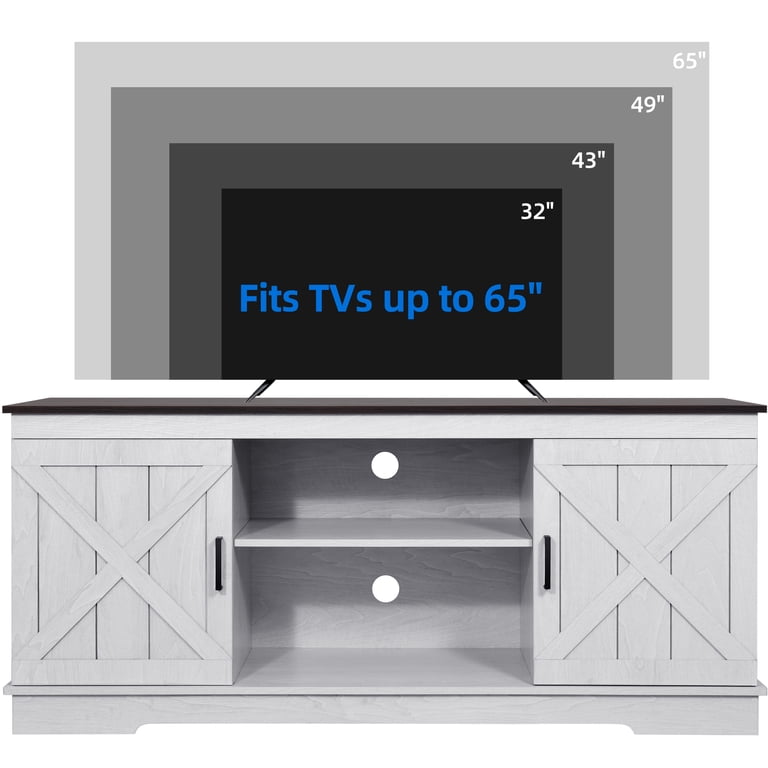 DEXTRUS Farmhouse TV Stand for 65 Inch TV, Grey Wash photo 5