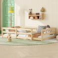 thumbnail image 3 of Sesslife Twin Size Floor Bed with Door and Fence, Wood Twin Floor Platform Bed with Slats, Toddler Bed for Kids Boys Girls, Montessori Bed, No Box Spring Needed, Oak, 3 of 8
