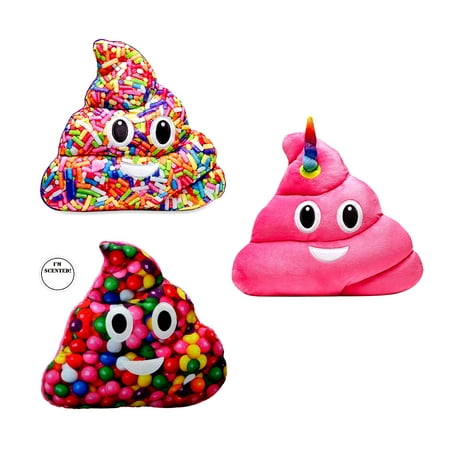 Mozlly Value Pack Spinkle Poop Emoji Vanilla Scented Pillow And