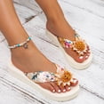 thumbnail image 2 of Dakaela Womens Flower Flip Flops Soft Yoga Mat Cushion Walking Thong Sandals Platform Open Toe Slip on Summer Beach Flat Slides White Size 6.5, 2 of 8