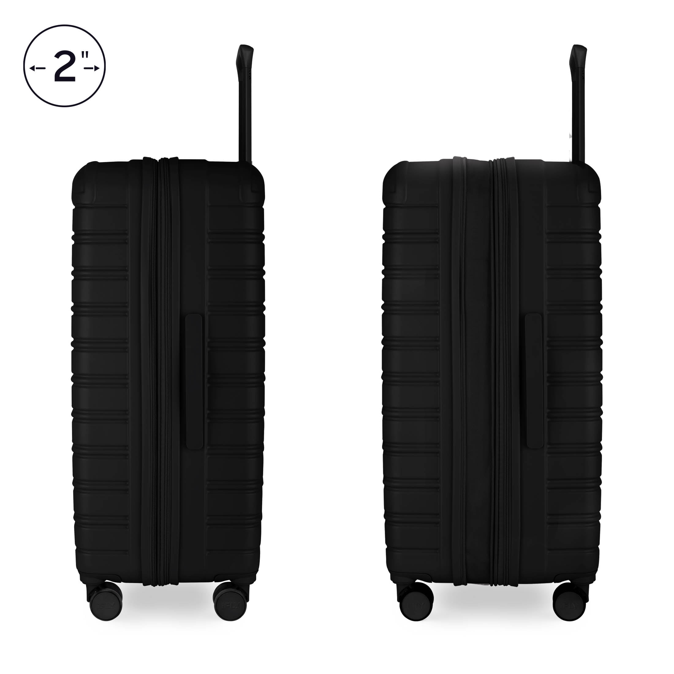 iFLY Fibertech 3.0 Matte Expandable Hardside Spinner 2-Piece Luggage Set, 20" Carry-On & 28" Checked Suitcase, Black
