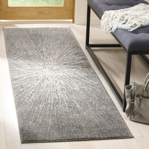 SAFAVIEH Evoke Vana Abstract Runner Rug, Dark Grey/Ivory, 2'2" x 5'
